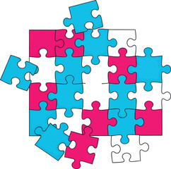 Fototapeta premium Abstract Puzzle Pieces with Pink, Blue, and White