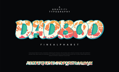 Dadbod, Colorful graffiti editable text style effect. Vector text effect with paint wall concept.	
