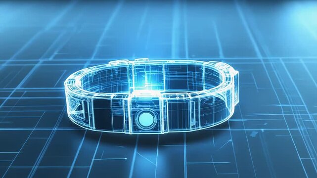 Smartwatch wearable technology blueprint wireframe engineering design