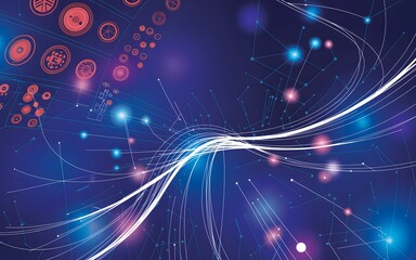 Naklejka premium A network of interconnected lines and nodes, with a glowing effect, symbolizing connectivity and technology