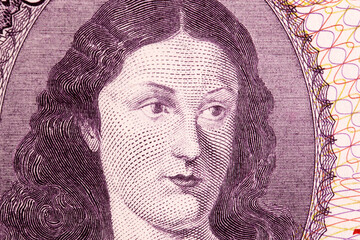 Policarpa Salavarrieta a closeup portrait from Colombian money