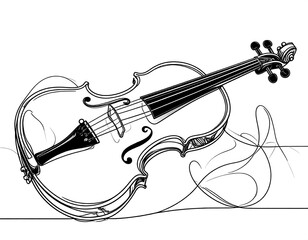 Obraz premium Elegant black and white violin illustration, flowing lines