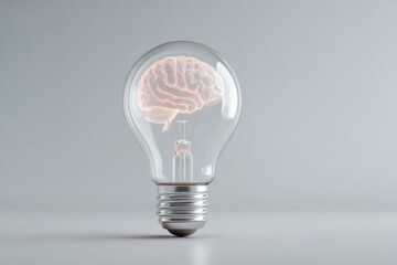 Lightbulb Encapsulates Brain Representing Idea Generation and Intellectual Thought