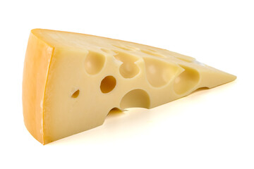 Swiss Cheese Wedge, isolated on white background