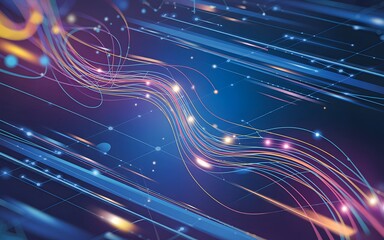 Abstract visualization of vibrant, flowing data streams, embodying the essence of digital connectivity and technological advancement