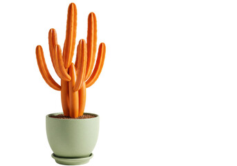 Isolated orange succulent plant in a green pot, modern home decoration, indoor decor