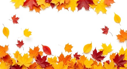 Vibrant autumn leaves frame with empty space for text and design