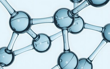 Close-up of an abstract molecular structure. This intricate design, composed of interconnected spheres and lines, represents a network of bonds in a complex molecular arrangement