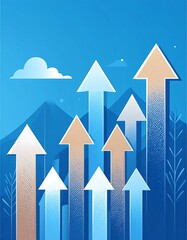Upward trend against a backdrop of mountains