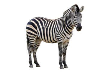 Isolated Zebra with Stripes standing peacefully, wild animal, African wildlife, equine mammal