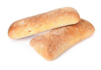 Two tasty fresh ciabattas isolated on white