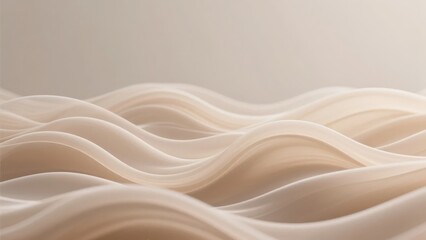 Smooth wavy beige fabric texture with soft lighting and flowing curves