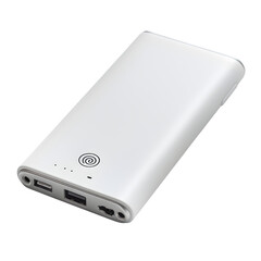 Portable charger power bank device mobile phones electronics isolated transparent background product in clear view with natural colors and sharp focus on a plain background. Simple clean style for sto