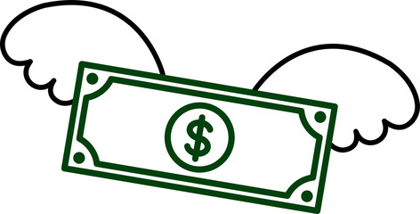 Minimal Finance Icon Money Has Wings