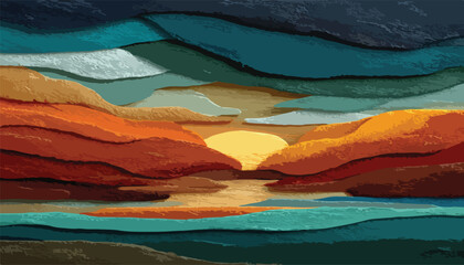 Layered Abstract Landscape Vector Background