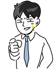指差し指導するキザなサラリーマンのラフベクターイラスト