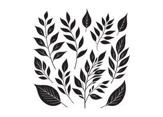 leaf logo silhouette vector, different leaves pattern silhouette vector illustration, leaf plants silhouette logo, background leaf vector silhouette, leaves of trees logo silhouettes vector 