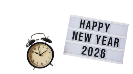 Happy new year celebration time clock countdown party holiday event festive occasion 2026 future on transparent background