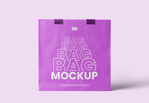 Standing Square Paper Bag Mockup