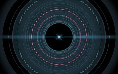 An abstract and symmetrical design with circular patterns and a bright center light 