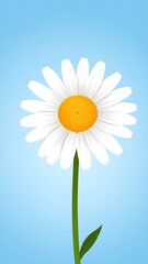 Single daisy against a light-blue sky