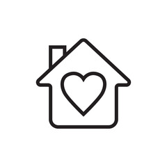 Home House with Heart Love Favorite Outline Icon