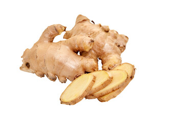 sliced fresh ginger root spice