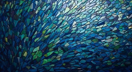 Abstract blue and green mosaic background creates a mesmerizing underwater effect, ideal for adding depth and artistic flair to any creative endeavor
