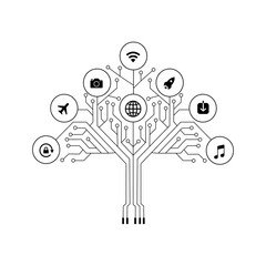 Geometric background and high tech circuit board connection system