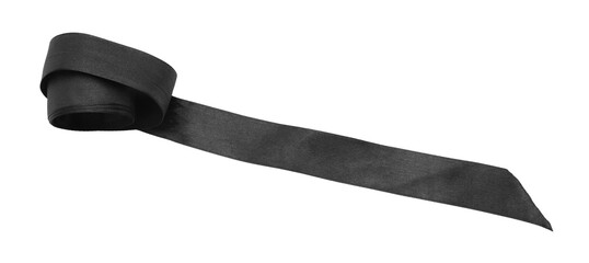 Obraz premium Beautiful black ribbon isolated on white, top view
