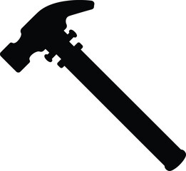Classic claw hammer silhouette symbol of construction renovation diy projects and carpentry work tool icon vector silhouette