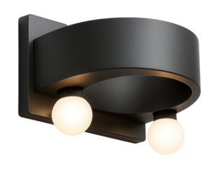 Curved wall-mounted light with dual bulbs, ideal for a spacious terrace.