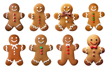 PNG Festive gingerbread cookies display, element set on transparent background
