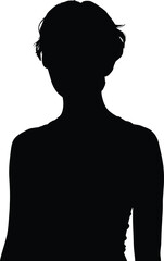Silhouette of a woman's head and shoulders isolated on white displaying a mystery person or unknown identity concept vector silhouette