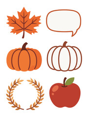 Autumn Fall Harvest and Nature Design Elements Set