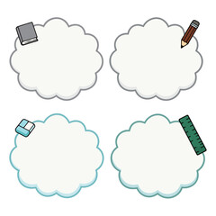 Minimalist School Stationery Cloud Frames and Labels Set