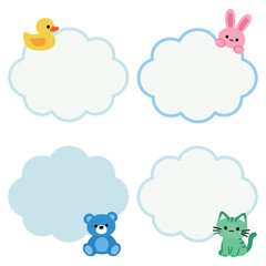 Adorable Baby Animal Cloud Frames and Note Labels Set