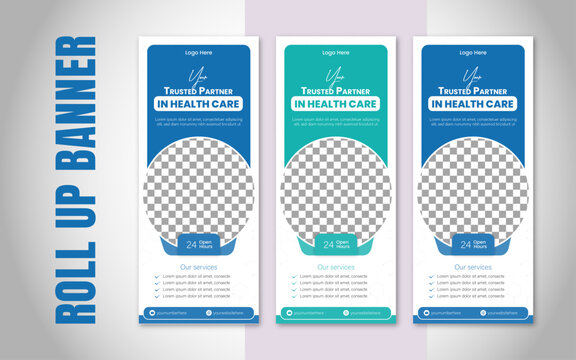 Modern Medical Roll-Up Banner Design for Healthcare & Hospital Promotion.