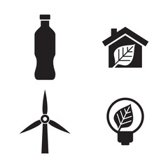 Set of Renewable Energy and Eco Friendly Home Solid Glyph Icons