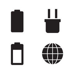 Set of Global Sustainable Energy and Battery Solid Glyph Icons