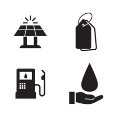 Set of Alternative Energy and Resource Conservation Solid Glyph Icons