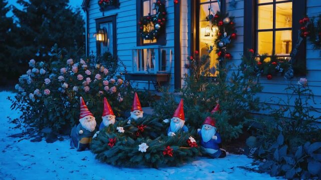Gnomes of a Christmas house.