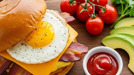 Delicious breakfast sandwich. - Powered by Adobe