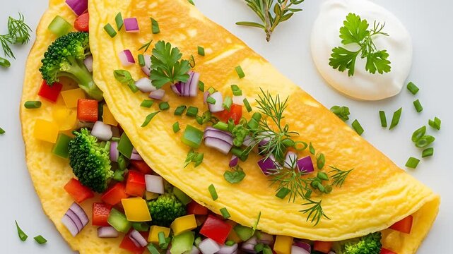 Colorful omelette with vegetables.