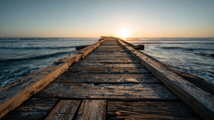 Fototapeta premium Wooden pier sunset seascape