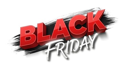 Bold 3d black friday text with a dynamic shadow, perfect for promotional banners, posters, and marketing campaigns isolated on white background