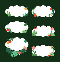 Nature Themed Cloud Shaped Text Boxes or Memo Frames