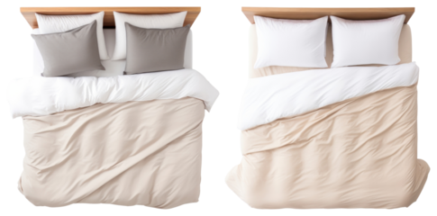 PNG Elegant bedding set arrangement, element set on transparent background