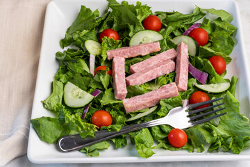 salad top  with spam