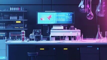 Futuristic science laboratory researching genetic data and biotechnology - Powered by Adobe